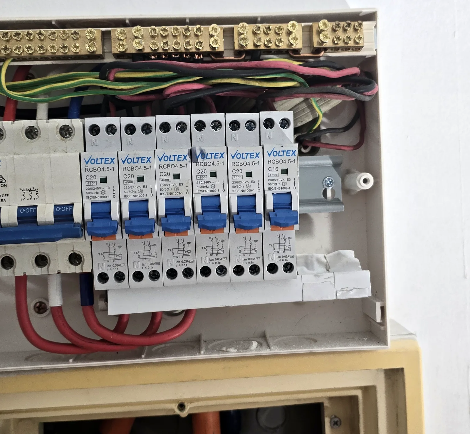 After: new Voltex RCBO switchboard installed by Sawtell Contracting NT, fully rewired with RCBO protection on every circuit