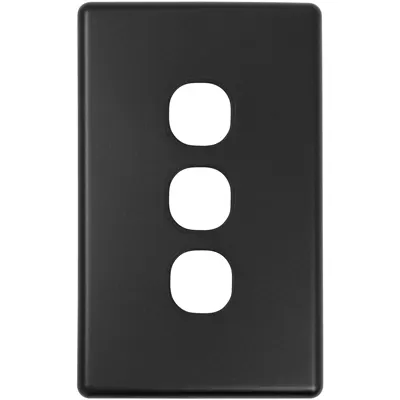 Classic Matte Black 3 Gang Switch Plate, Voltex, supplied and installed in Alice Springs