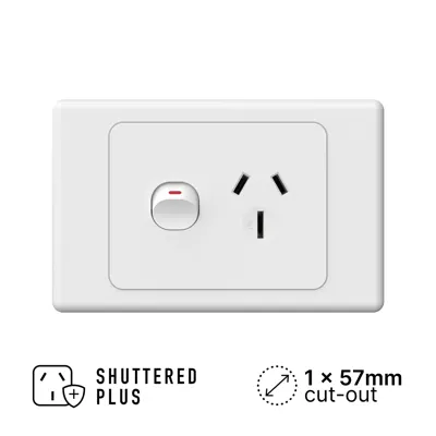 Original Single Power Outlet 250V 15A, Voltex, supplied and installed in Alice Springs