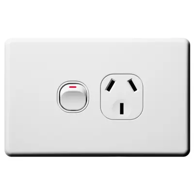 Shadowline Single Power Outlet 250V 10A, Voltex, supplied and installed in Alice Springs
