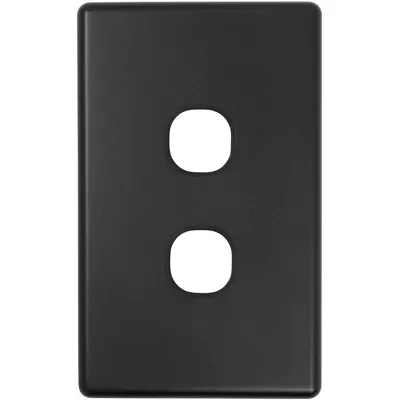 Shadowline Matte Black 2 Gang Switch Plate, Voltex, supplied and installed in Alice Springs